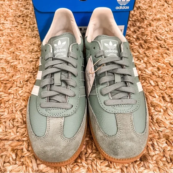 NWT Adidas Samba OG Originals Silver Green Sneakers Size Women’s 6.5 - Picture 11 of 15
